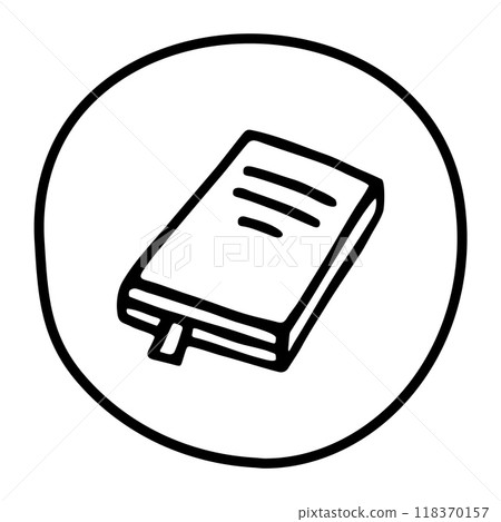 Doodle book or notebook icon with bookmark, handdrawn with pen Doodle book or notebook icon with bookmark, handdrawn with pen 118370157