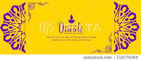 decorative happy diwali wishes card banner in indian style 118370269