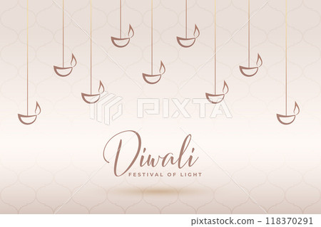 minimal shubh diwali banner with hanging lamps design 118370291