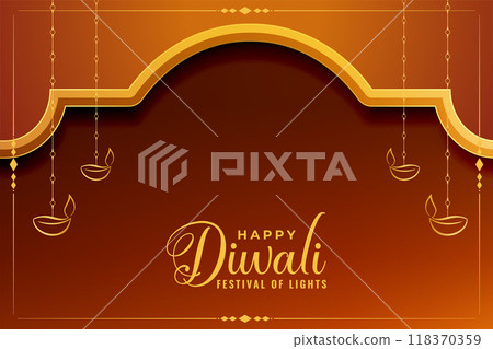 happy diwali holiday background with lantern design 118370359
