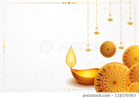 happy diwali banner with golden diya and text space happy diwali banner with golden diya and text space 118370363