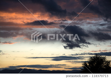 closeup of beautiful colorful  sunset with clouds 118370713