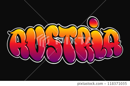 Austria - single word, letters graffiti style. Vector hand drawn logo. Funny cool trippy word Austria, fashion, graffiti style print t-shirt, poster concept Austria - single word, letters graffiti style. Vector hand drawn logo. Funny cool trippy word Austria, fashion, graffiti style print t-shirt, poster concept 118371035