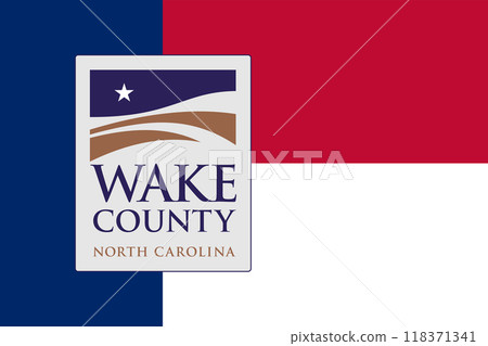Flag of the city of Wake County, North Carolina, USA, original colors and proportions. Illustration 118371341