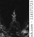 Dark witch illustration, horror gothic art, book cover art, woman in a hat, dark horror concept	 118371723