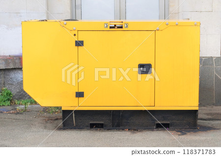 Industrial generator. Backup power supply of generator. Autonomous emergency power supply. Auxiliary diesel generator for emergency power supply. Industrial generator. Backup power supply of generator. Autonomous emergency power supply. Auxiliary diesel generator for emergency power supply. 118371783
