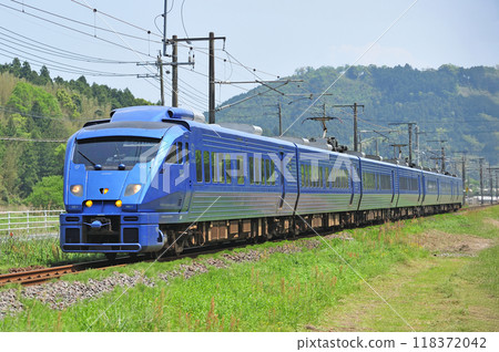 Nippo Main Line Nakayamaka-Tateishi JR Kyushu 883 series AO-1 formation (Oita) Sonic Nichirin 118372042