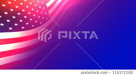flag of united states of america on blue background with glow effect 118372288