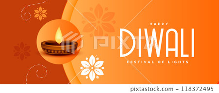 indian festival diwali banner with glowing diya design indian festival diwali banner with glowing diya design 118372495