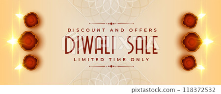 realistic shubh diwali sale banner with shiny diya design realistic shubh diwali sale banner with shiny diya design 118372532