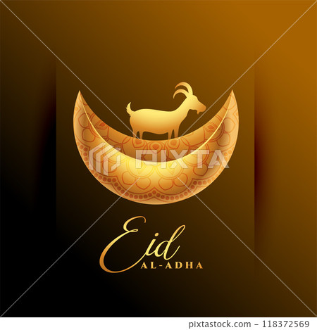 realistic eid al adha golden bakrid greeting design realistic eid al adha golden bakrid greeting design 118372569