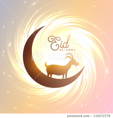 eid al adha moon and goat shiny festival background eid al adha moon and goat shiny festival background 118372578