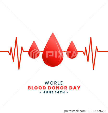 international world blood donor day concept with drop of blood and heartbeat line 118372620