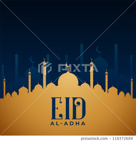eid al adha golden mosque background 118372689
