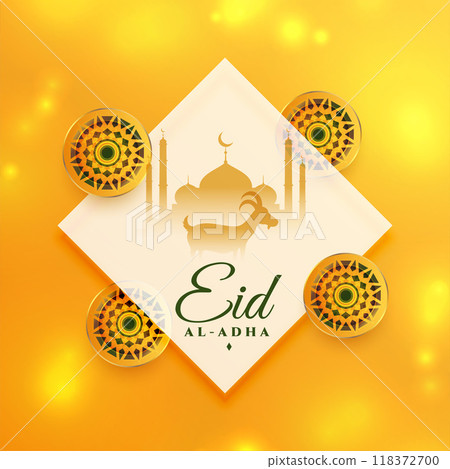 attractive eid al adha shiny yellow background 118372700