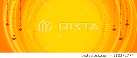 diwali modern web wide banner in yellow background vector illustration 118372774