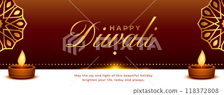 premium diwali greeting banner with diya in indian style 118372808