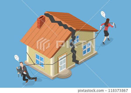 3D Isometric Flat Vector Illustration of Marriage Problems, Family Crisis and Divorce 3D Isometric Flat Vector Illustration of Marriage Problems, Family Crisis and Divorce 118373867
