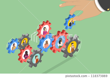 3D Isometric Flat Vector Illustration of People Management, Team and Career Development 3D Isometric Flat Vector Illustration of People Management, Team and Career Development 118373869