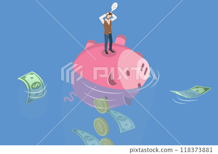 3D Isometric Flat Vector Illustration of Sunk Cost Fallacy, Evaluating Business Resource Investments 3D Isometric Flat Vector Illustration of Sunk Cost Fallacy, Evaluating Business Resource Investments 118373881