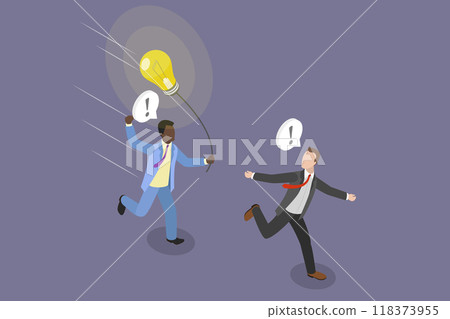 3D Isometric Flat Vector Illustration of Passing The Idea, Worker Passing on Job, Task, and Idea to Business Partner 118373955
