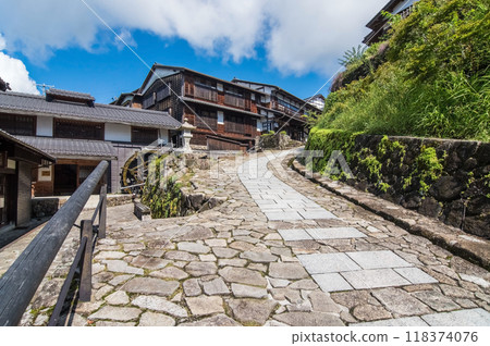 "All-night lights and waterwheels near Magome-juku Masugata" Walking tour, old townscape, Gifu Prefecture "All-night lights and waterwheels near Magome-juku Masugata" Walking tour, old townscape, Gifu Prefecture 118374076