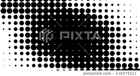 A black and white image of a circle with many dots. Vector illustration 118374221