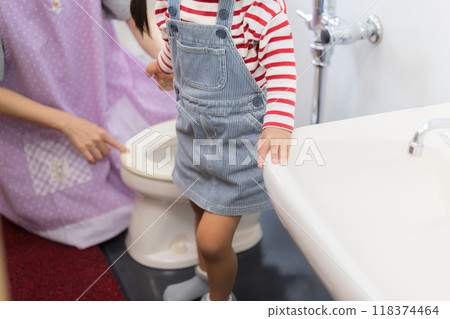 Toilet training in progress Toilet training in progress 118374464