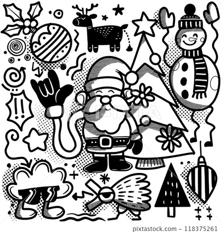Christmas holiday illustration on white background for coloring book 118375261