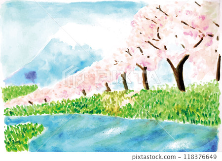 Sakura watercolor painting Sakura watercolor painting 118376649