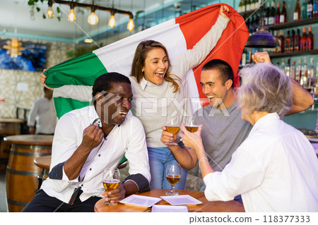 Happy diverse group celebrating Italy Happy diverse group celebrating Italy 118377333