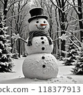 在雪山堆雪人的插圖 118377913
