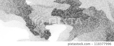 Abstract grain dotted distorted halftone texture. Pixelated wavy flow background. Distressed grunge wavy gradient pattern. Retro raster grit noise backdrop. Vector comic style overlay wallpaper Abstract grain dotted distorted halftone texture. Pixelated wavy flow background. Distressed grunge wavy gradient pattern. Retro raster grit noise backdrop. Vector comic style overlay wallpaper 118377996