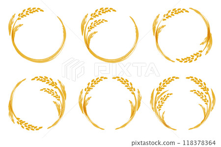 Rice ear frame brush drawing_vector illustration 118378364