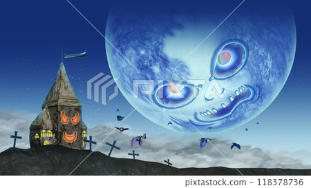 A spine-chilling full moon and a Halloween house 118378736