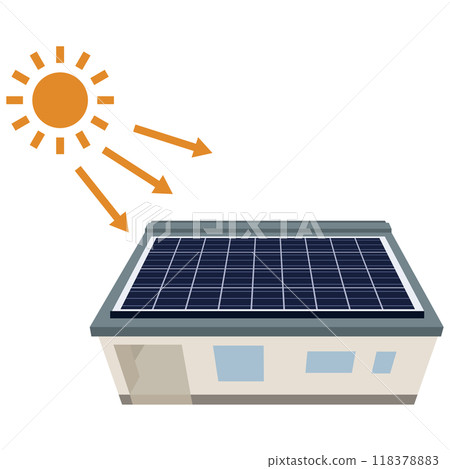Illustration of a solar power generation system using solar panels 118378883