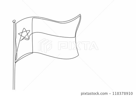 Single continuous line drawing waving flag of Texas on flagpole. Celebration every March 2nd. Officially became part of the United States. Texas Independence Day. One line design vector illustration Single continuous line drawing waving flag of Texas on flagpole. Celebration every March 2nd. Officially became part of the United States. Texas Independence Day. One line design vector illustration 118378910