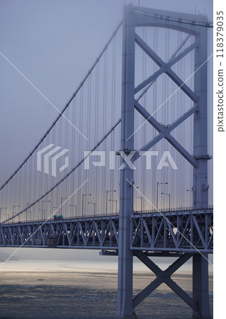 Naruto Strait Bridge in the morning mist 118379035