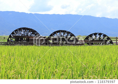Triple water wheel in Asakura City, Fukuoka Prefecture 118379397