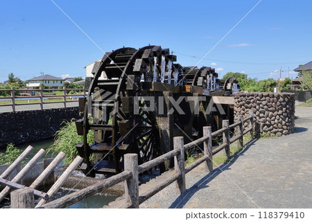 Triple water wheel in Asakura City, Fukuoka Prefecture 118379410