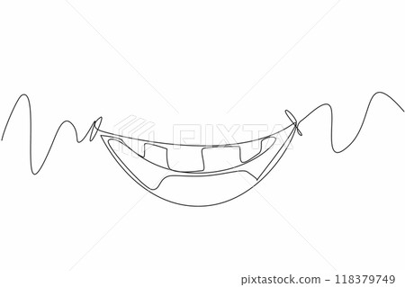 Continuous one line drawing laughing mouth showing upper teeth. Entertaining humorous stories. Spread happiness is kindness. International Day of Happiness. Single line draw design vector illustration Continuous one line drawing laughing mouth showing upper teeth. Entertaining humorous stories. Spread happiness is kindness. International Day of Happiness. Single line draw design vector illustration 118379749