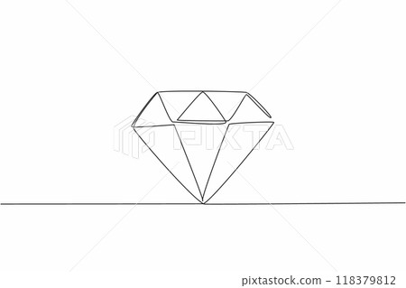 Single one line drawing the diamond. Crystal shaped jewelry. Luxury jewelry. Can be used as an asset. Has a special value. Elegance. National Jewel Day. Continuous line design graphic illustration Single one line drawing the diamond. Crystal shaped jewelry. Luxury jewelry. Can be used as an asset. Has a special value. Elegance. National Jewel Day. Continuous line design graphic illustration 118379812