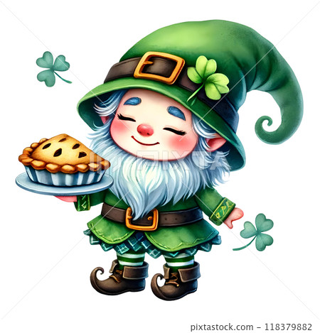 3D Leprechaun with pie 118379882