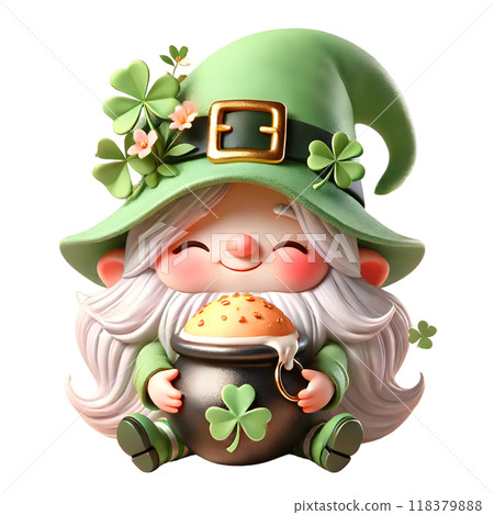 3D Leprechaun with coddle 3D Leprechaun with coddle 118379888