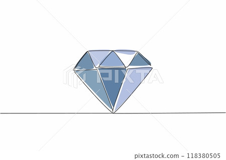 Single one line drawing the diamond. Crystal shaped jewelry. Luxury jewelry. Can be used as an asset. Has a special value. Elegance. National Jewel Day. Continuous line design graphic illustration 118380505