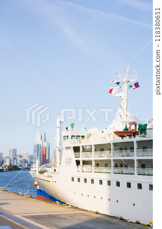 A view of the Ogasawara Maru moored at Takeshiba Pier A view of the Ogasawara Maru moored at Takeshiba Pier 118380651