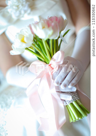 Amazing and beautiful Wedding flowers bouquet with bride holding their bouquets at wedding day, Happy wedding concept good for invitations and wedding card 118380662