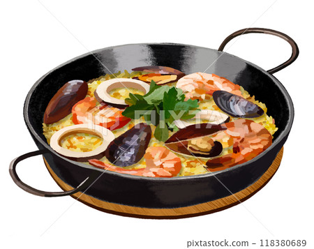 Paella (iron dish) with base plate 118380689