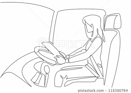 Single one line drawing female driver holding clipboard. Recheck the actual number of passengers in the data. Shuttle. Transit Driver Appreciation Day. Continuous line design graphic illustration Single one line drawing female driver holding clipboard. Recheck the actual number of passengers in the data. Shuttle. Transit Driver Appreciation Day. Continuous line design graphic illustration 118380764