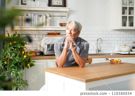 Asia senior elderly man having problems. Asia senior elderly man having problems. 118380834